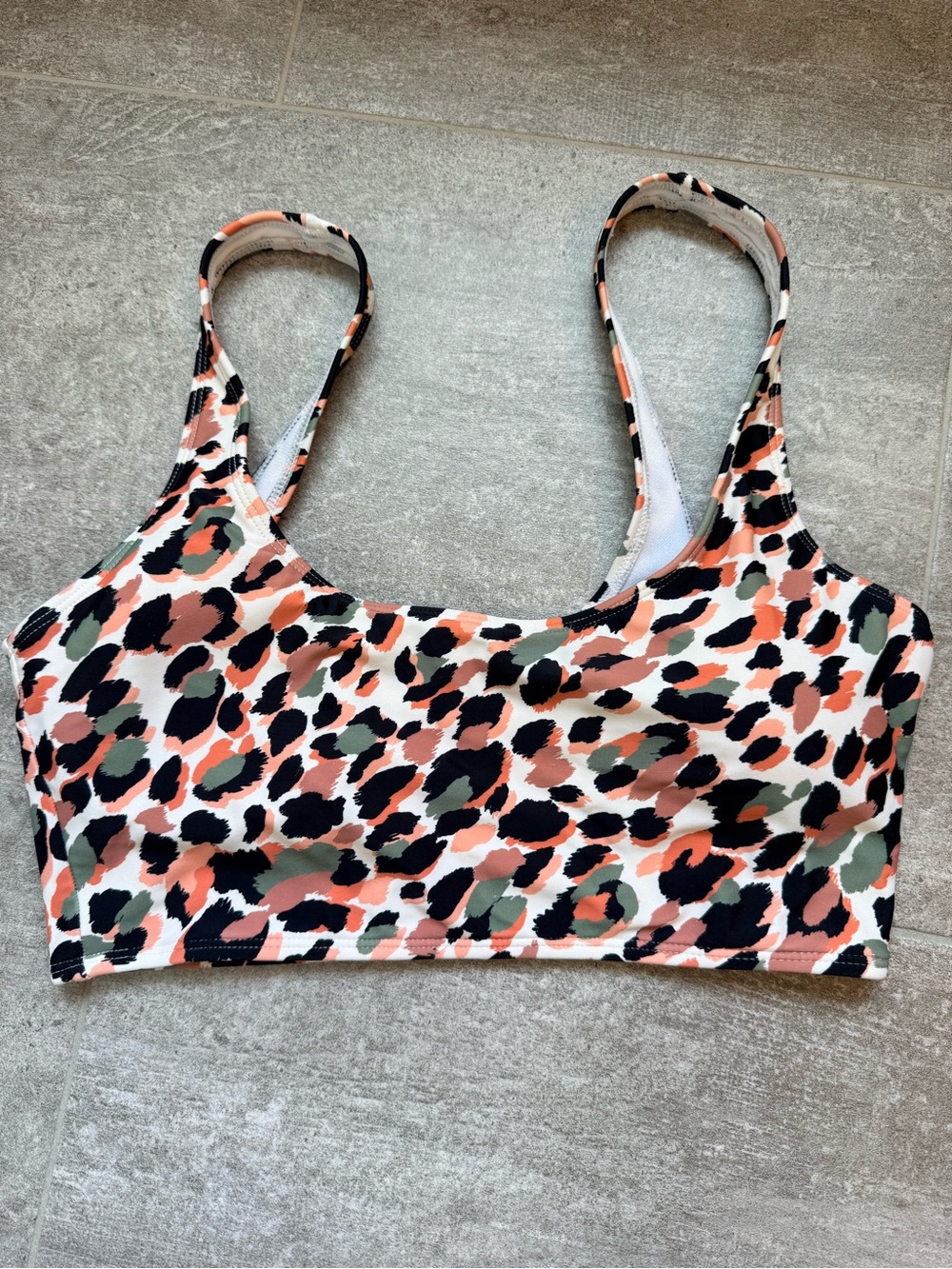 Women’s Leopard Print Swim Top- Pink/Green/Black